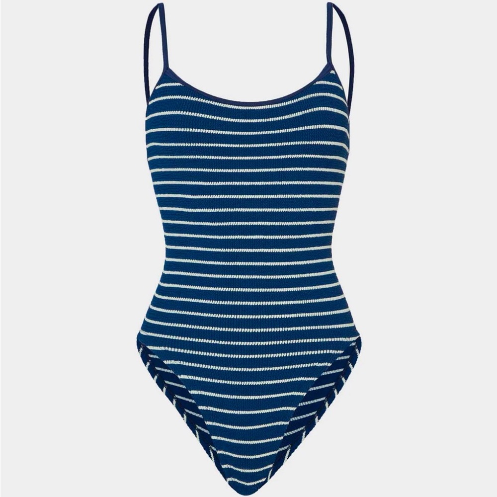 Hunza G Pamela Swim Navy and White Stripe